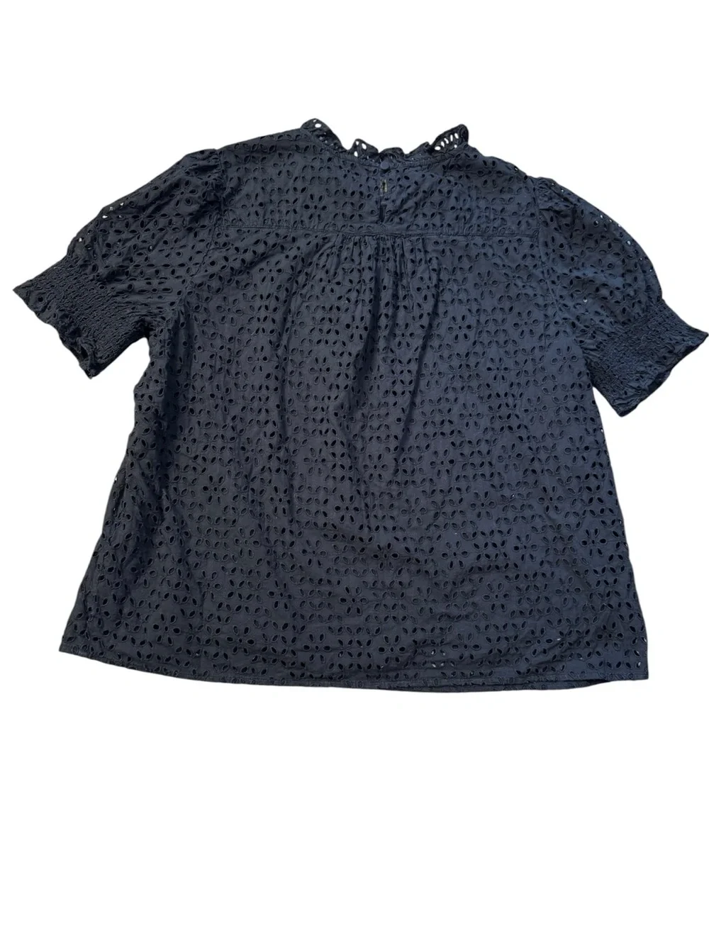 J. Crew Smocked Puff-Sleeve Top in Eyelet size XL